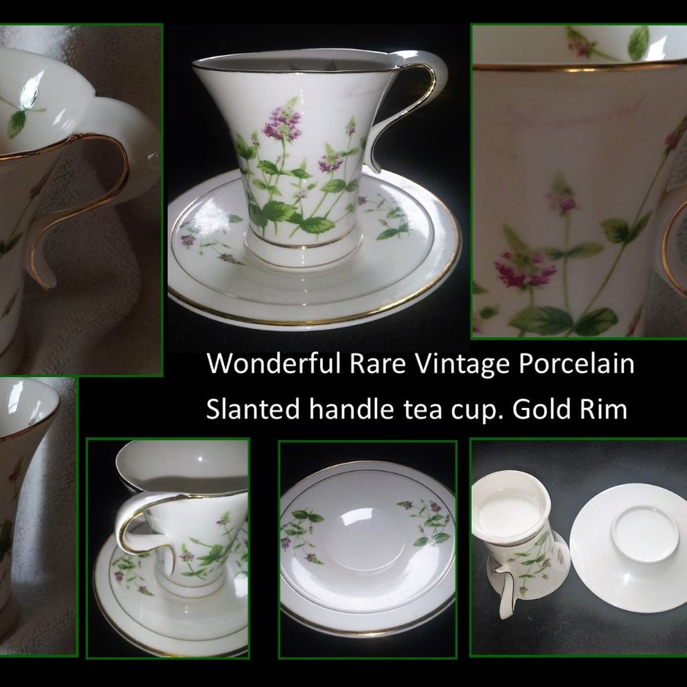 Unique 1970's  handpainted tea cup & saucer